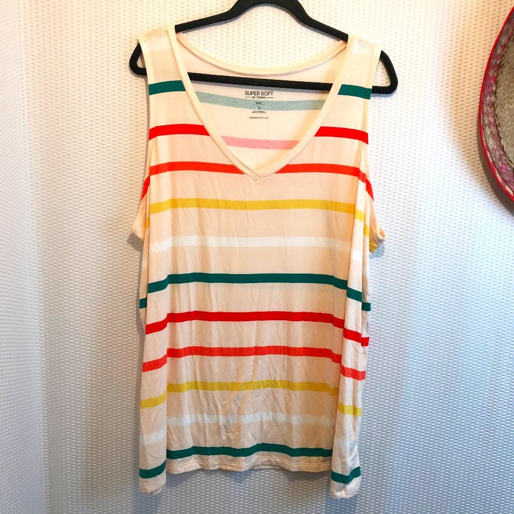 Super Soft By Torrid Striped Tank Top Size 3X